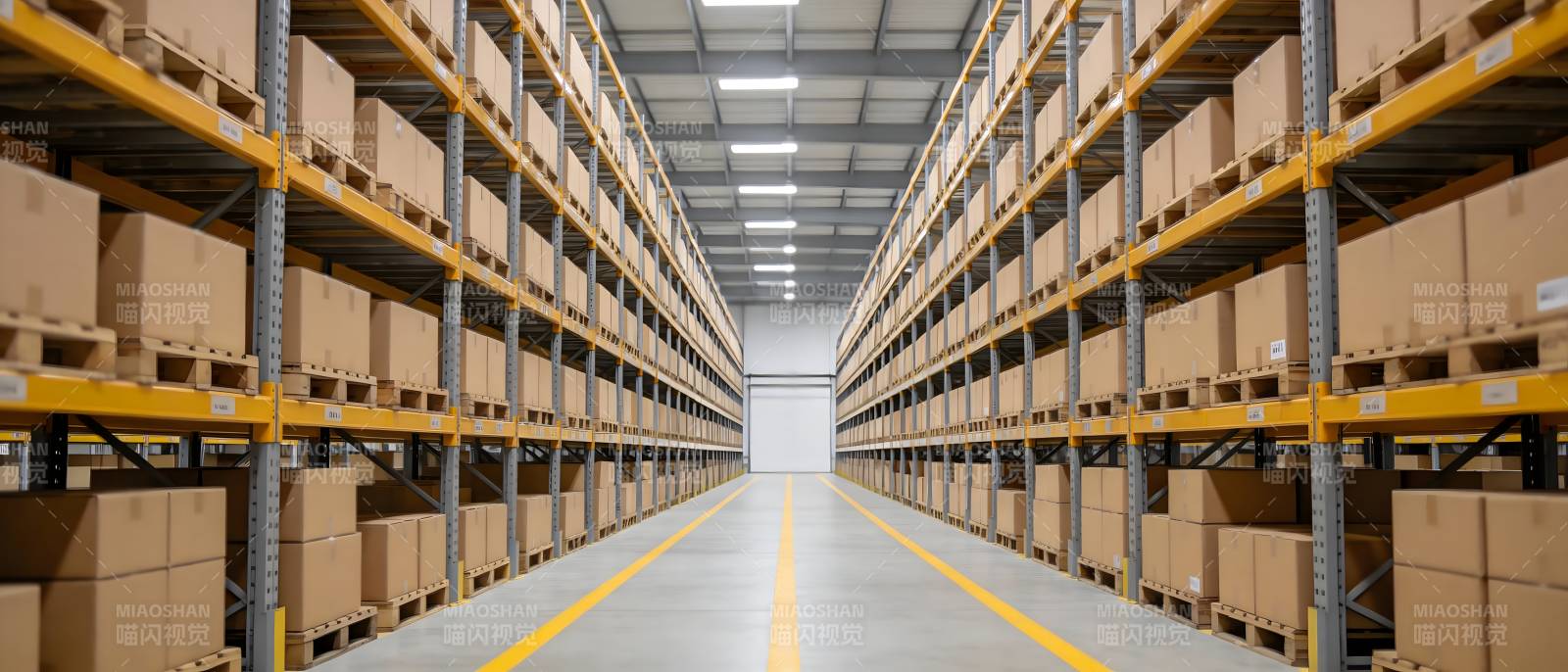 仓库货架通道全景图图片