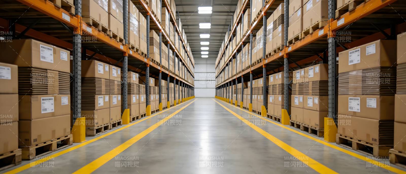 仓库货架通道全景图图片