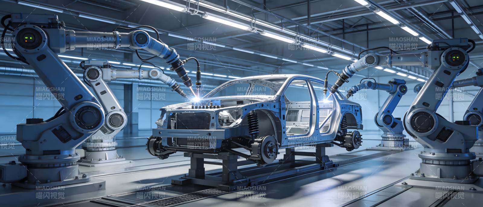 智能工厂机器人造车图片
