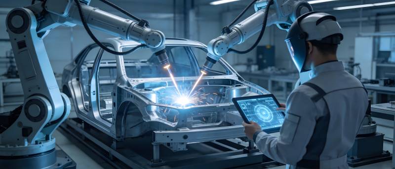 智能机器人焊接汽车车身图片