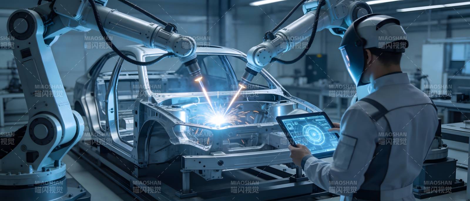 智能机器人焊接汽车车身图片