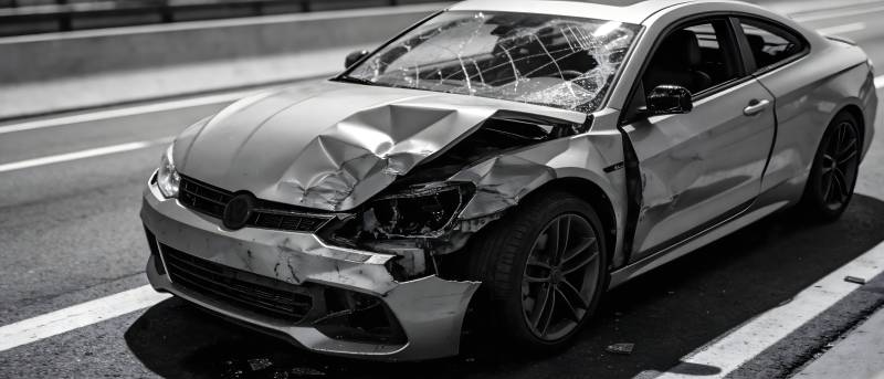 车祸现场 轿车严重损毁图片