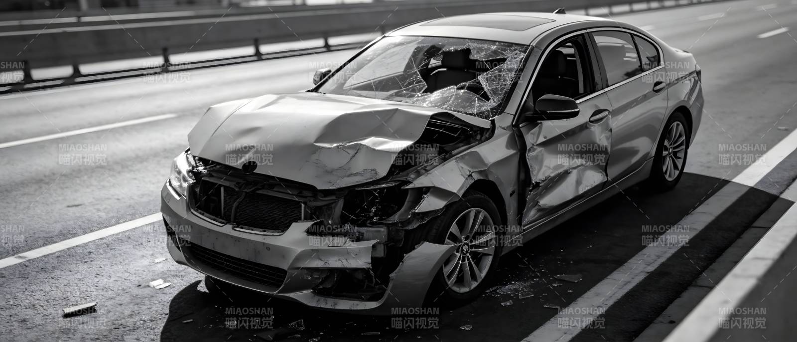 车祸现场 轿车严重损毁图片