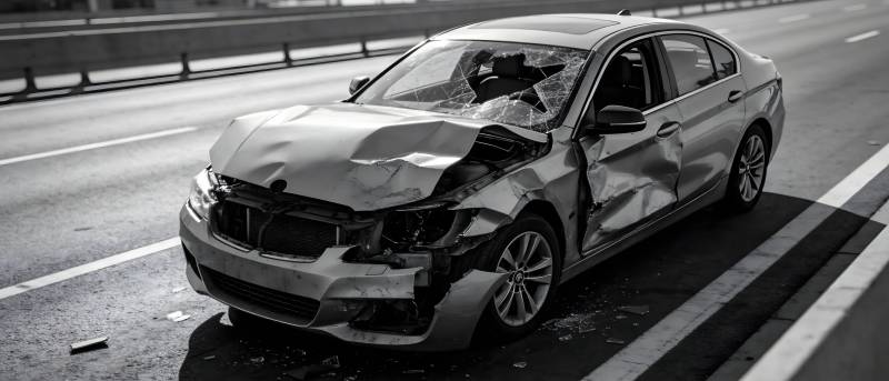 车祸现场 轿车严重损毁图片