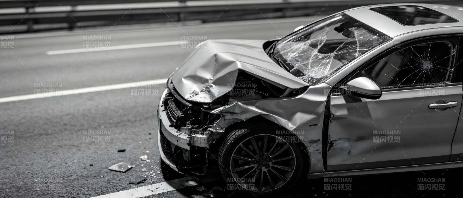 车祸现场 轿车严重损毁图片