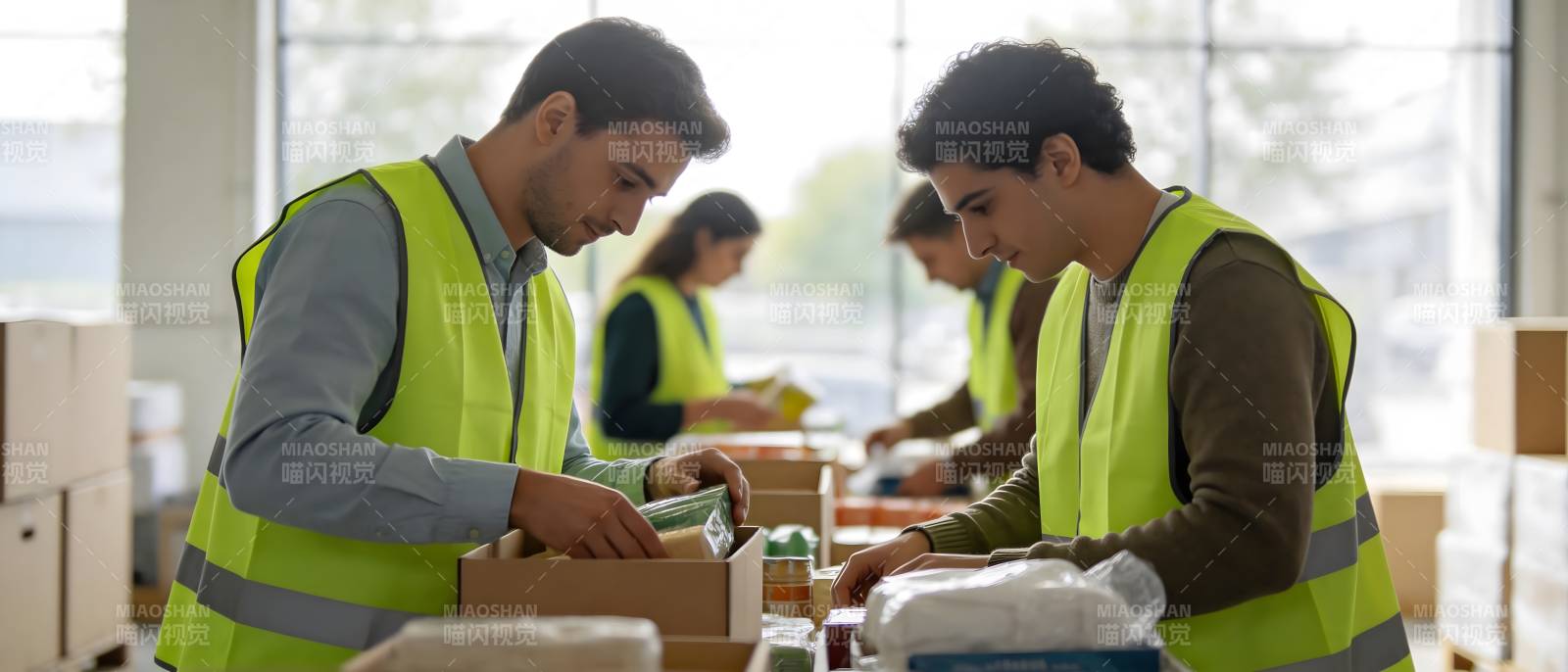 仓库工人分拣打包货物图片
