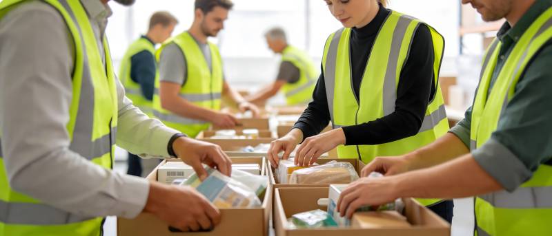 工人分拣包裹 高效协作中图片