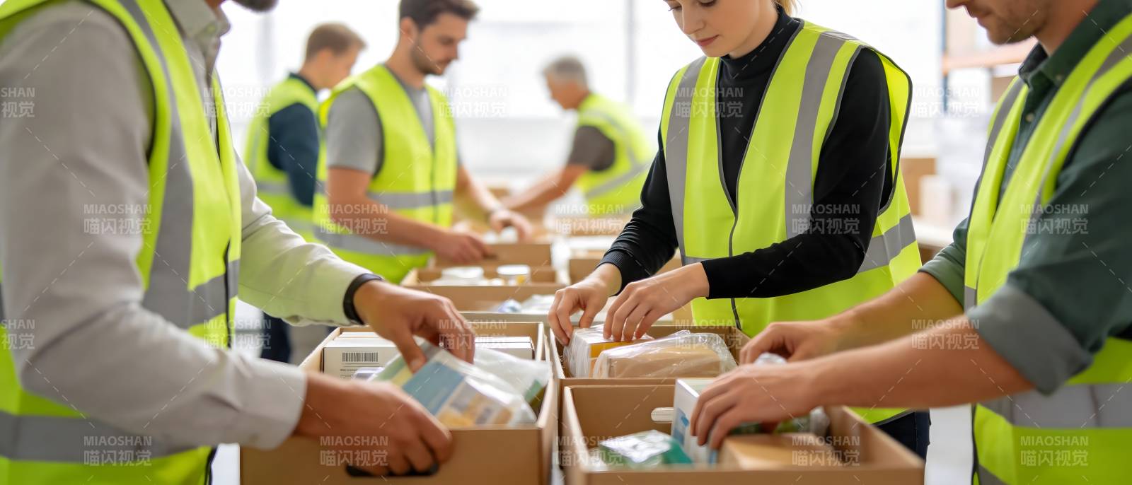工人分拣包裹 高效协作中图片