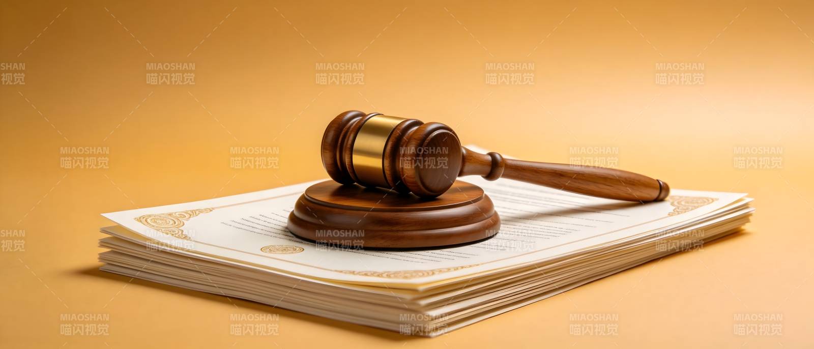 法槌置文书 象征司法权威图片