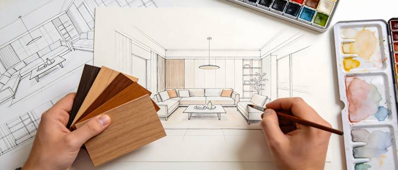 手绘室内设计 选材配色中图片