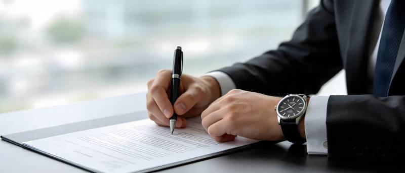 商务人士签署文件场景图片