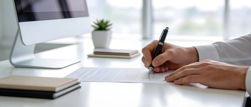 签署文件 办公场景特写图片