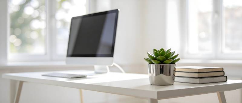 窗边书桌 绿植伴读静时光图片