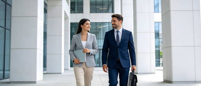 商务人士携手前行图片