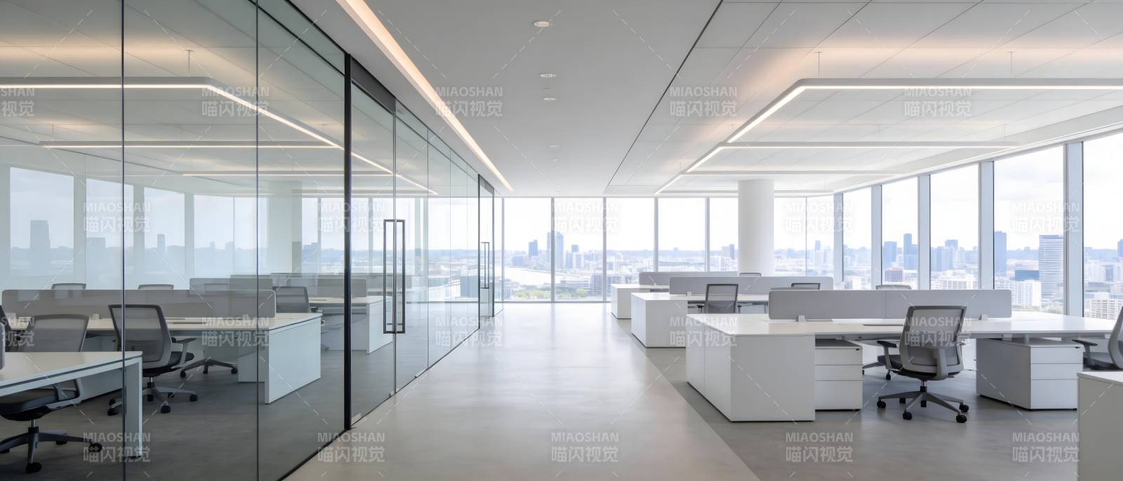 现代玻璃办公室全景图片