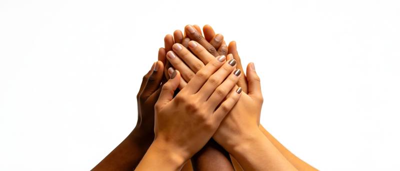 众手相叠 团结一心图片