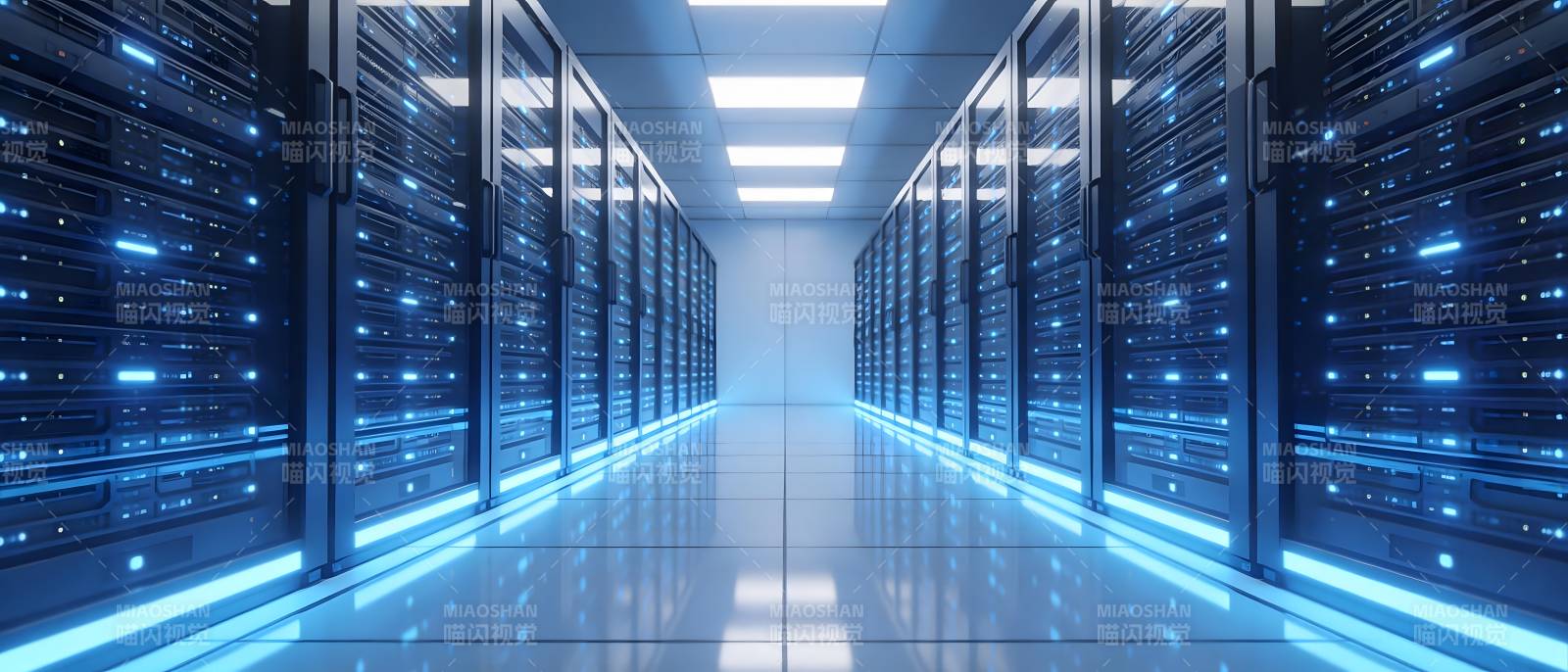 蓝光服务器机房走廊图片