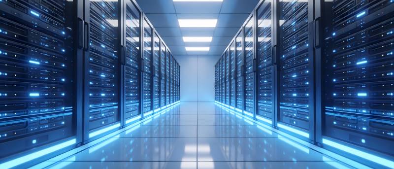 蓝光服务器机房走廊图片