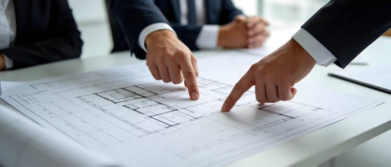 商务会议讨论图纸细节图片