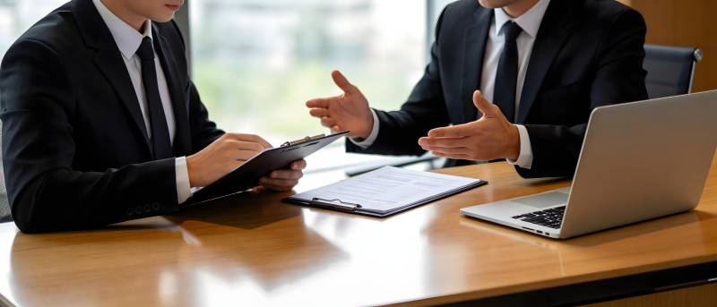 商务洽谈中 双方认真交流图片