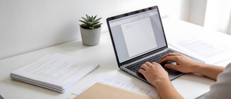 办公桌上打字写文档图片