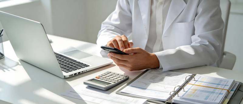 白大褂办公 手机 电脑 计算器图片