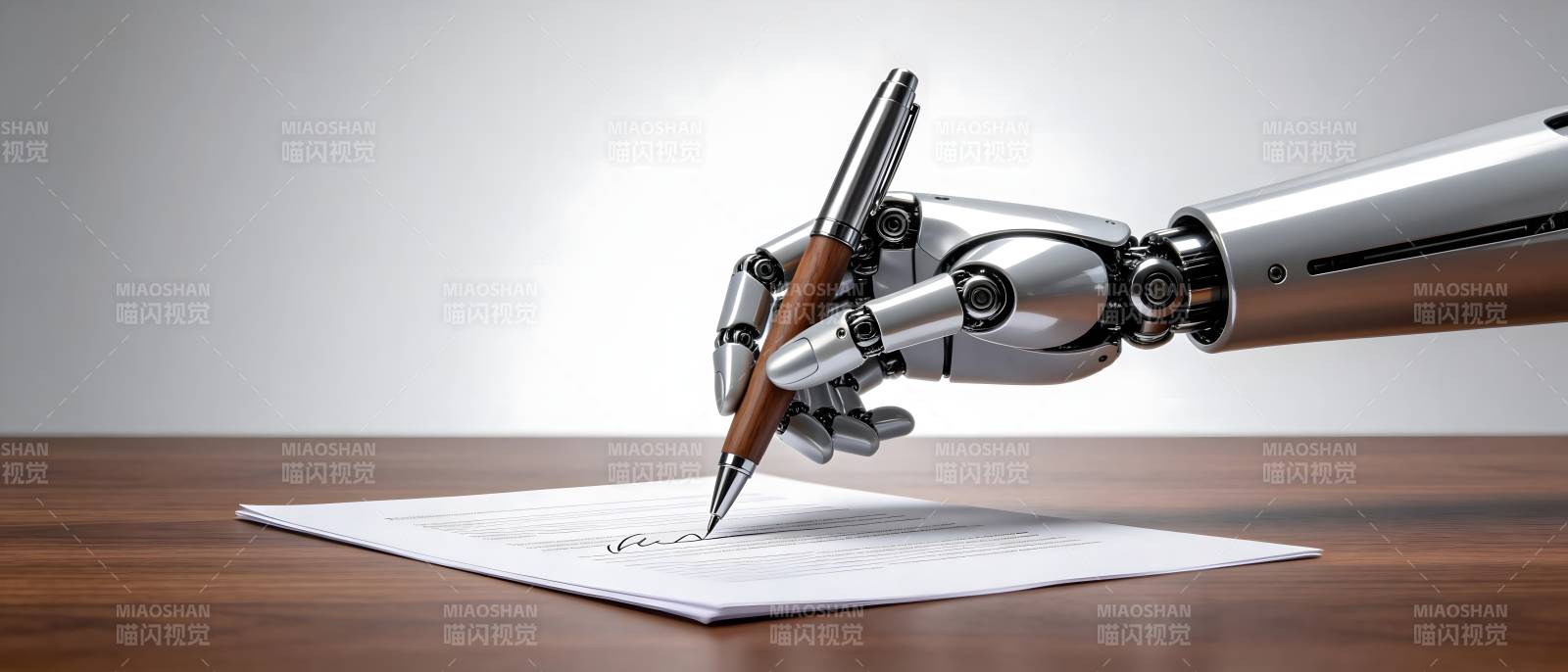 机器人执笔签署文件图片