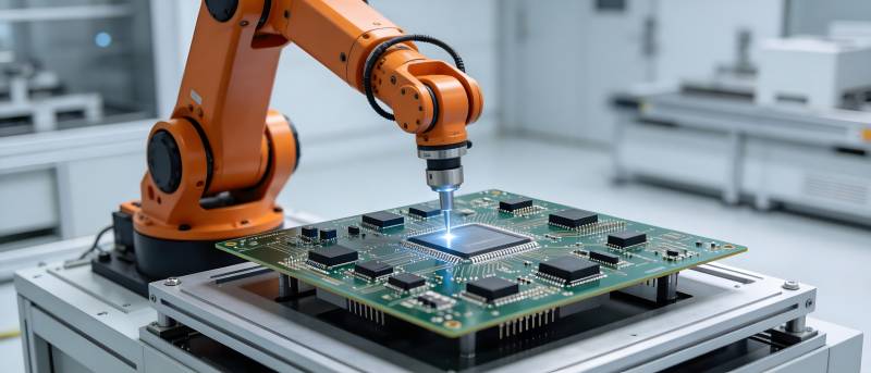 机械臂精密装配电路板图片