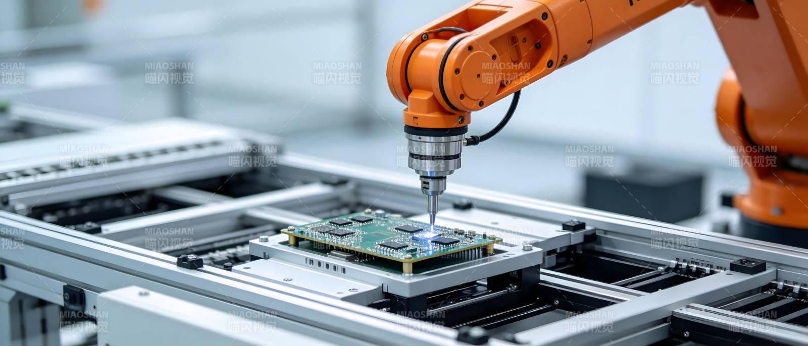 机械臂精准装配电路板图片