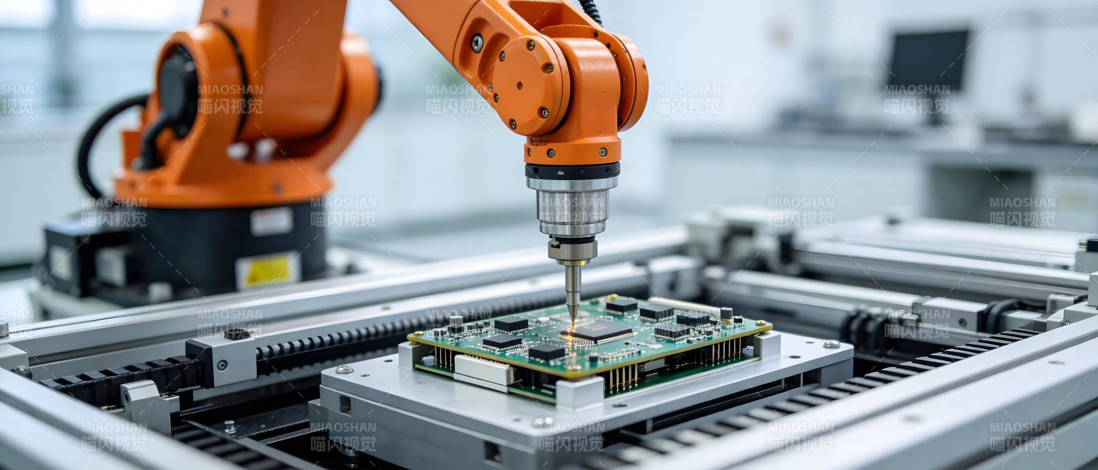 机械臂精准装配电路板图片