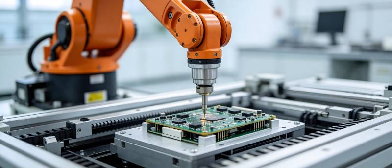 机械臂精准装配电路板图片