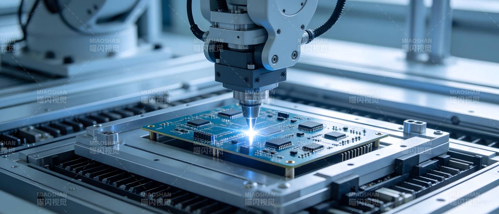 智能机械臂精准焊接电路板图片