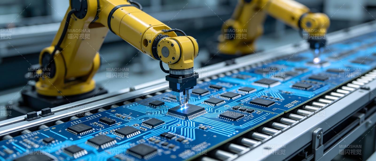 智能机械臂组装电路板图片
