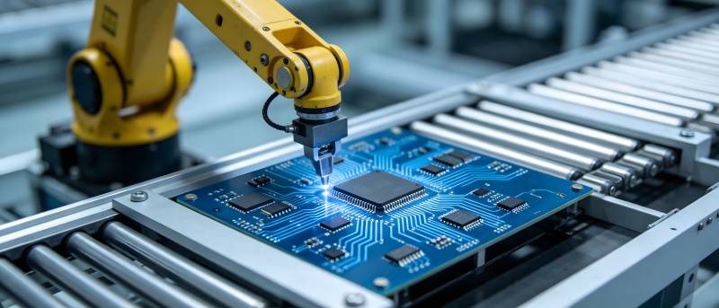 机械臂精准装配电路板图片