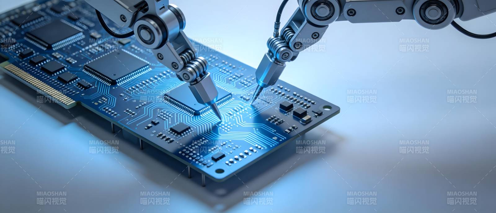 机械臂精密组装电路板图片