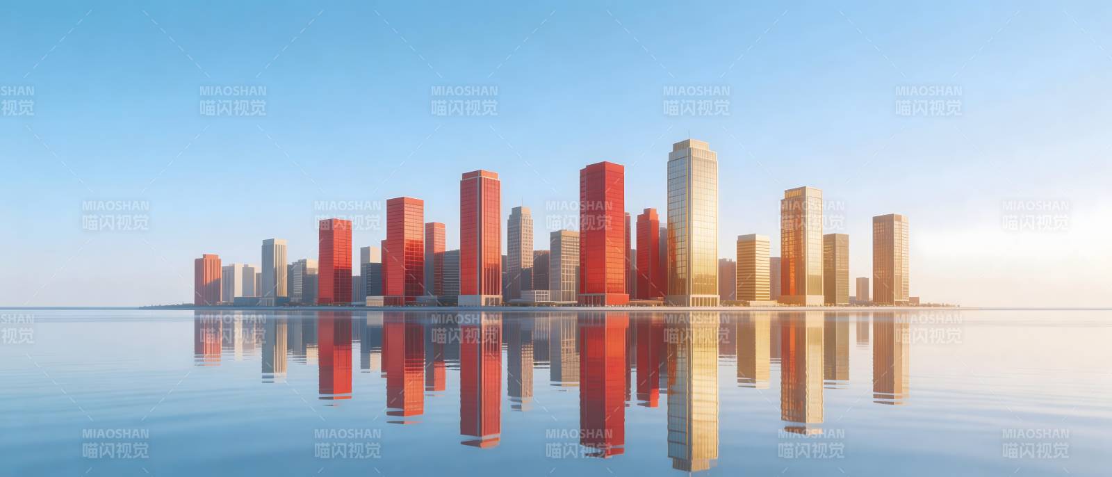 红楼映水 城影如镜图片