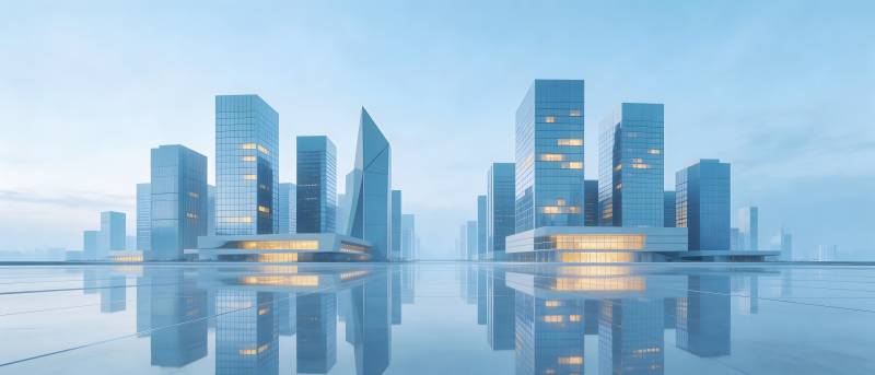 未来城市倒影天际线图片