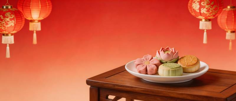 红灯笼下月饼香图片