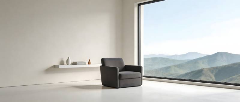 窗边单椅 远山入画图片