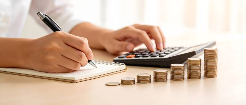 理财记账 硬币阶梯增长图片