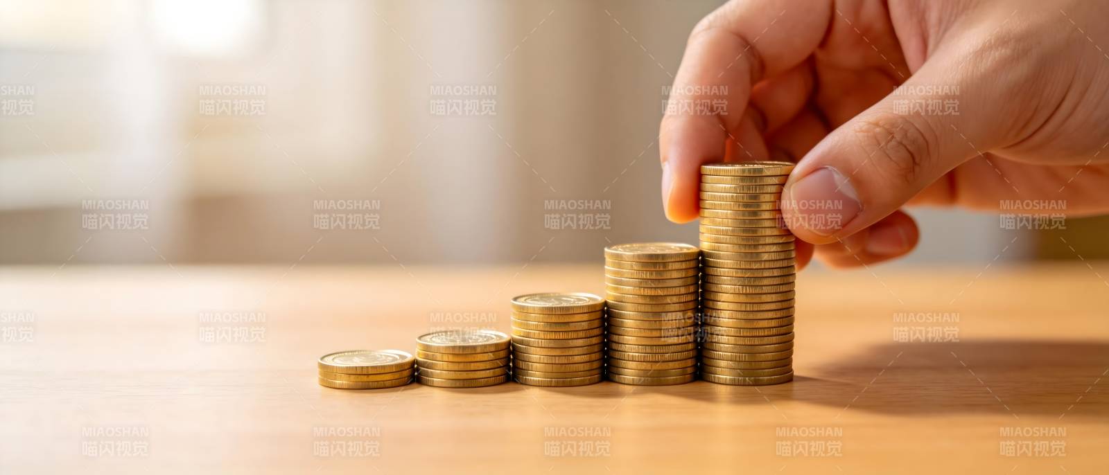 手叠金币 步步高升图片