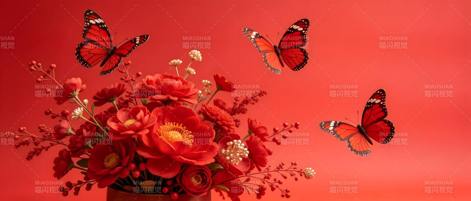 红蝶舞花间 喜庆迎新春图片