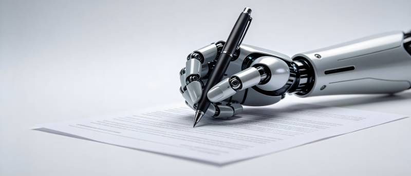 机器人签署文件图片