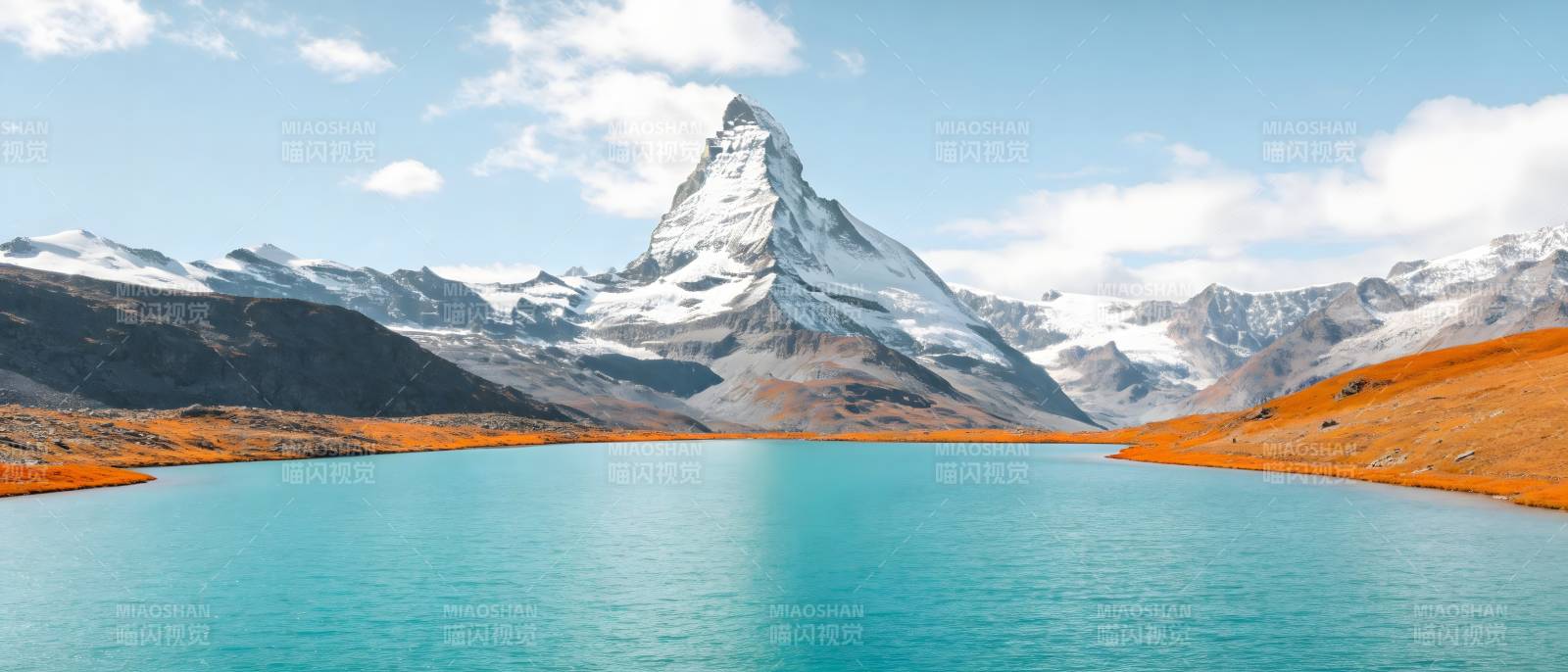 雪山映湖 秋色如画图片