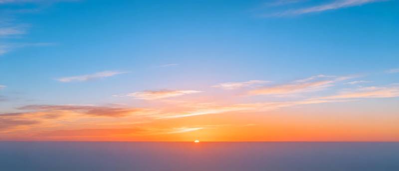 日落天际 橙蓝交融美如画图片