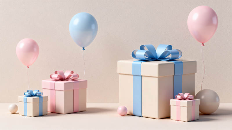 气球礼盒庆生场景图片