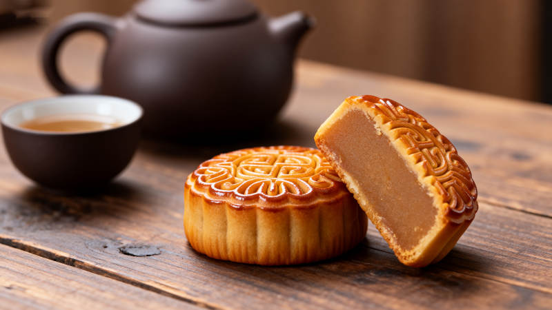 中秋月饼配茶 团圆味浓图片