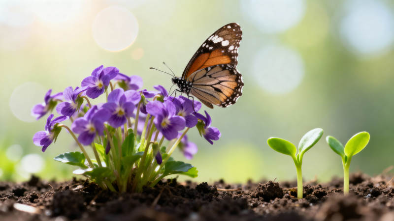 蝶恋紫花 新苗初生图片