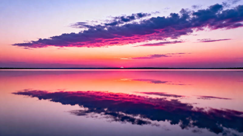 霞光映水 云影如画图片