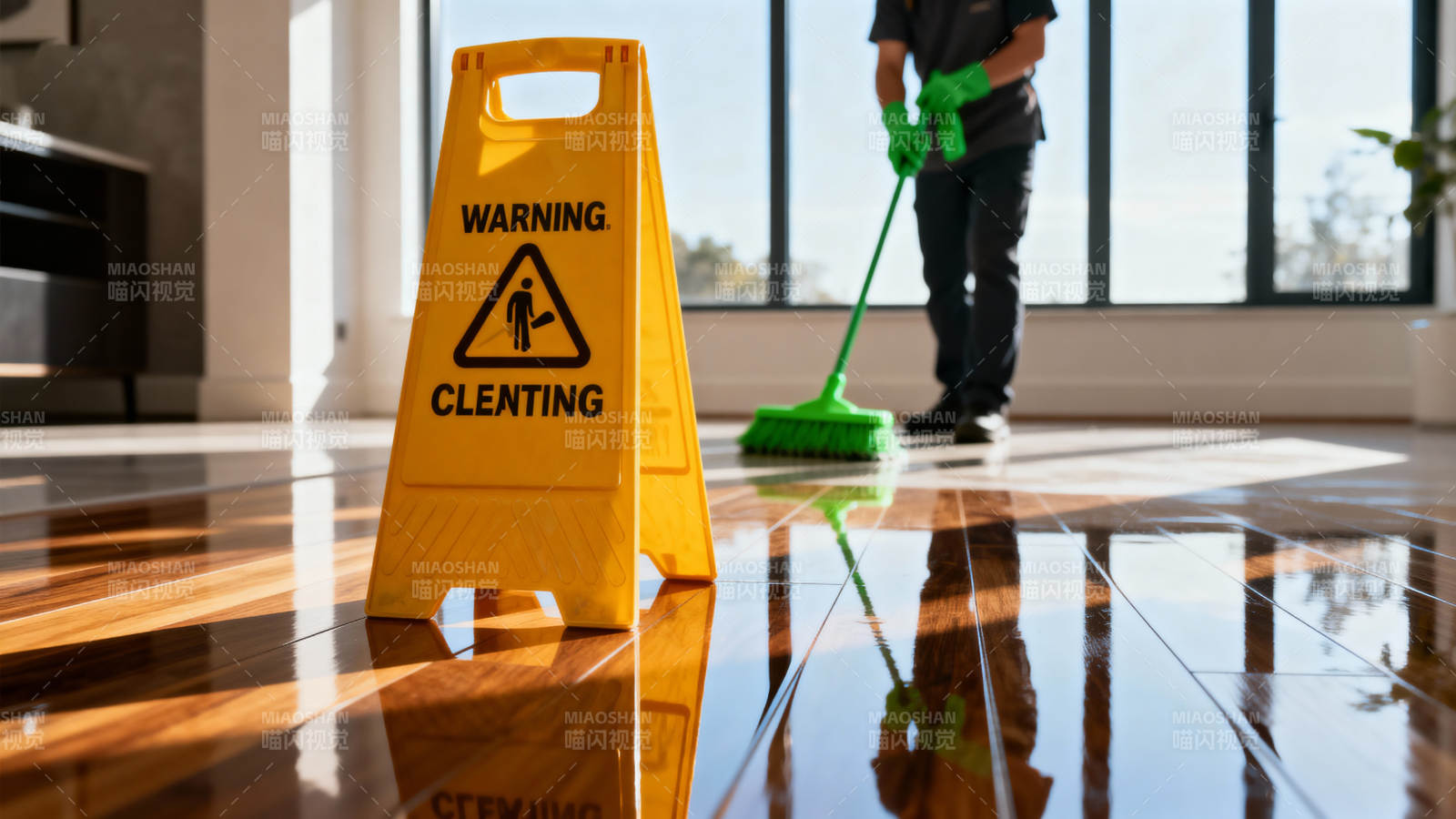 湿滑地板 小心清洁中图片